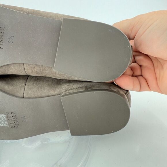 Eileen Fisher Sim Tumbled Nubuck Rye Taupe Suede Square Toe Loafer Flats Sz 8.5 - Picture 12 of 16